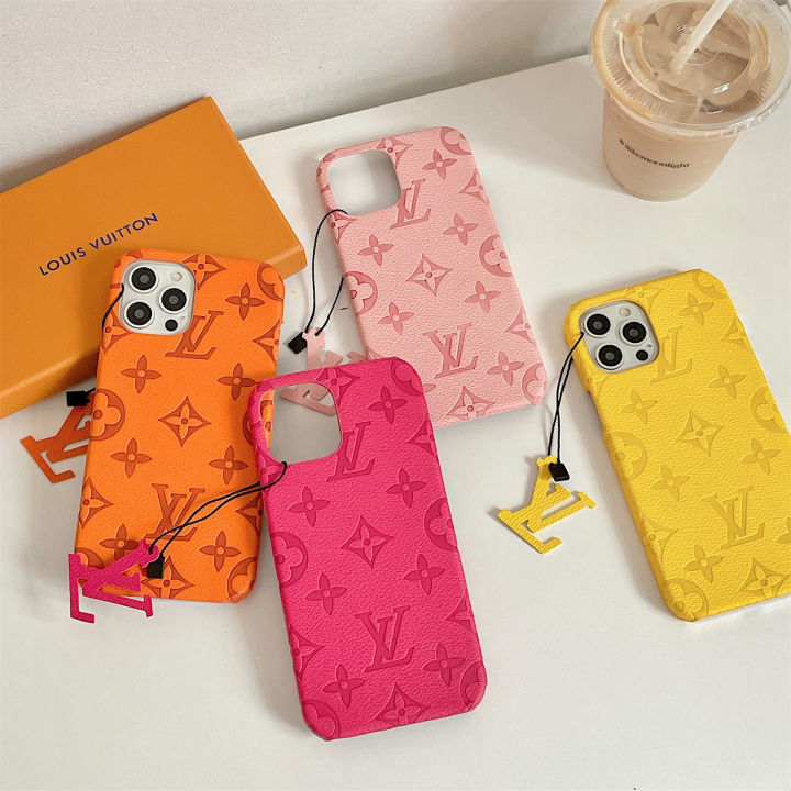 Fashion Louis Vuitton Leather Colorful Design iphone case with Card Bag.