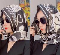 ◙✒ layered double-sided scarves hats live streaming popular spring and summer new headscarves satin tourism sun protection versatile options