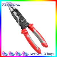 [7 Day Refund Guarantee] 9 in 1 Electric Pliers Long Nose Electrician Wire Stripping Cutter (Red) [Arrive 1-3 Days]