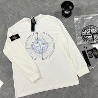 Long sleeved T-shirt, badge, compass, American trendy brand pure cotton bottom shirt, loose fitting for men and women