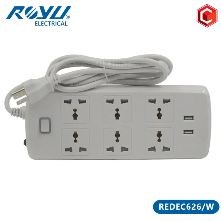 Power Strips 6 Gang Socket One Switch 2 USB Ports ROYU REDEC626 2