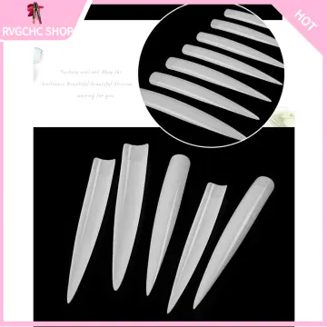 AORAEM Stiletto False Nail Clear Extra Long Sharp Nails Tips Art Tips 12  Sizes 120 Pcs Acrylic Fake Nail (Clear Long Nail) Clear-1