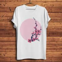Sakura Plum Blossom Natural Artistic Tshirt Homme Short T Shirt Men White Tshirt