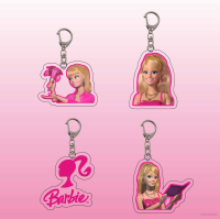 Movie Barbie Keychain Keyring Acrylic Cute Cartoon Bag Pendant Key Chain Car Decor Gifts for Girl