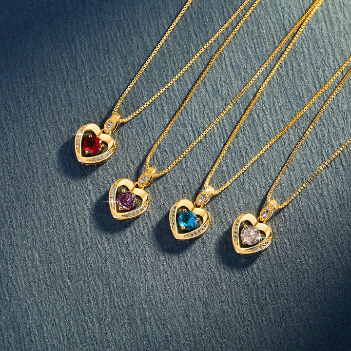 Birth Month Heart Necklaces Birthstone Necklace Forever Love Heart ...