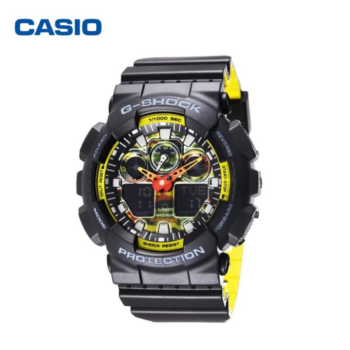 casio-g-shock-ga-100-นาฬิกาข้อมือแฟชั่น-ใส่ได้ทั้งชายและหญิง-สีเหลือง