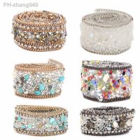 Rhinestone Chain Nail Art 2.5cm DIY Diamond Mesh Wrap Roll Crystal Rhinestones Chain Trim Ribbon Decoration Applique Flatback