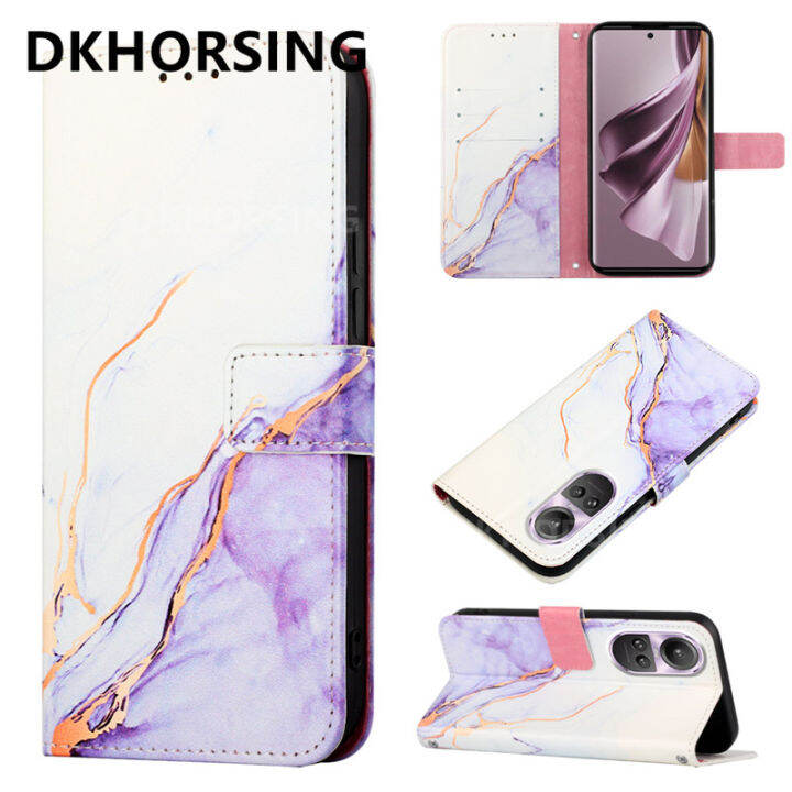 dkhorsing-เคสโทรศัพท์มีกระเป๋าเงินแบบฝาพับสำหรับ-oppo-reno-10-reno-10-pro-2023ใหม่ผิวลาย-pu-หนังหินอ่อนรู้สึกปลอกอ่อน-oppo-reno-5g-กระเป๋าสตางค์การ์ดยืดแบบพกพากันกระแทกด้านหลังกระเป๋าครอบ-oppo-reno-10