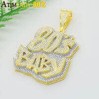 Hip Hop Men Boy Two Tone Color Plated Necklace Iced Out Bling 5A Cubic Zirconia 80s Baby Pendant Fashion Letter Charm Jewelry