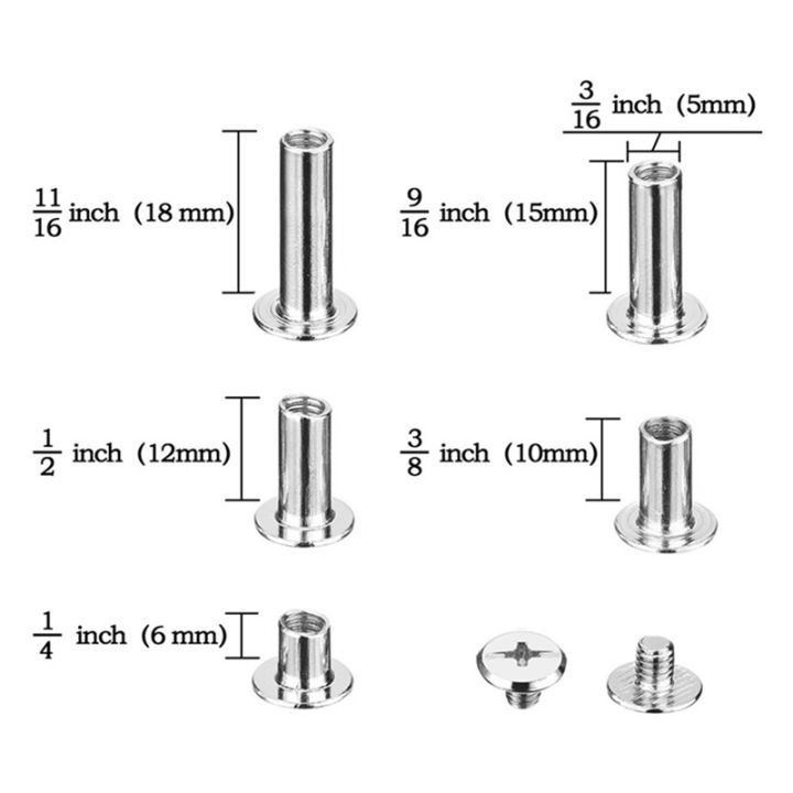 80-sets-chicago-screws-5-sizes-6-10-12-15-18mm-binding-screws-studs-rivets-for-leather-bookbinding-album-diy-crafts