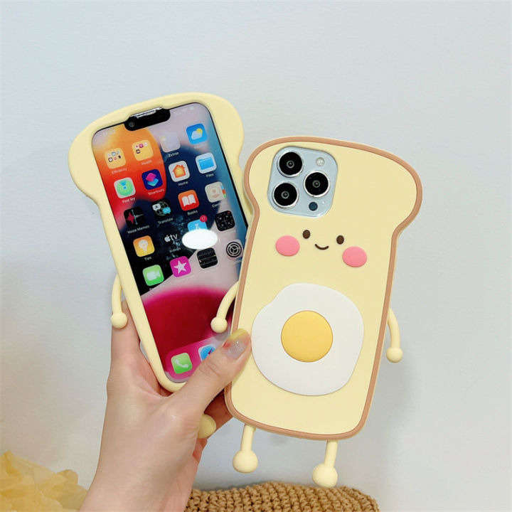 น่ารักการ์ตูนขนมปังไข่เปลือกโทรศัพท์มือถือสำหรับ-iphone14promax-ซิลิโคนสามมิติเปลือกโทรศัพท์มือถือสำหรับ-iphone11-ขนมปังปิ้งแบบเปลือกโทรศัพท์มือถือสำหรับ-iphone12-โทรศัพท์มือถือเปลือกการ์ตูนน่ารักสำหร