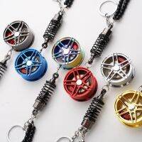 【CC】☌◊  Car Styling Rearview Mirror Pendants Ornaments Aluminum Alloy Hub Rubber Tire Interior Hanging Chain K0F5