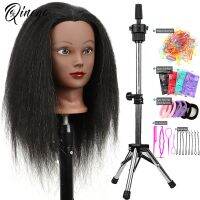 hot！【DT】♣۩♨  Real Hair Mannequin Hairdresser Training With Afro Manikin Cosmetology Braiding Stylin