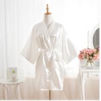 ผู้หญิงเสื้อคลุมอาบน้ำชุดนอนผ้าไหมเพื่อนเจ้าสาวเจ้าสาวเสื้อคลุมเซ็กซี่ผู้หญิงสั้นซาตินแต่งงานกิโมโนเสื้อคลุมชุดนอน Nightgown ชุด J-สีขาว