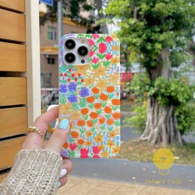 For เคสไอโฟน 14 Pro Max [Flower with Pop Stand] เคส Phone Case For iPhone 14 Pro Max Plus 13 12 Mini 11 X XS Max XR SE 8 7 For เคสไอโฟน11 Ins Korean Style Retro Classic Couple Shockproof Protective TPU Cover Shell