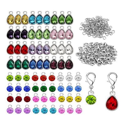 72 Pcs Crystal Birthstone Charms Pendants for Jewelry Making Bracelet Necklace Earring Making Kit for Adults Girls Diy
