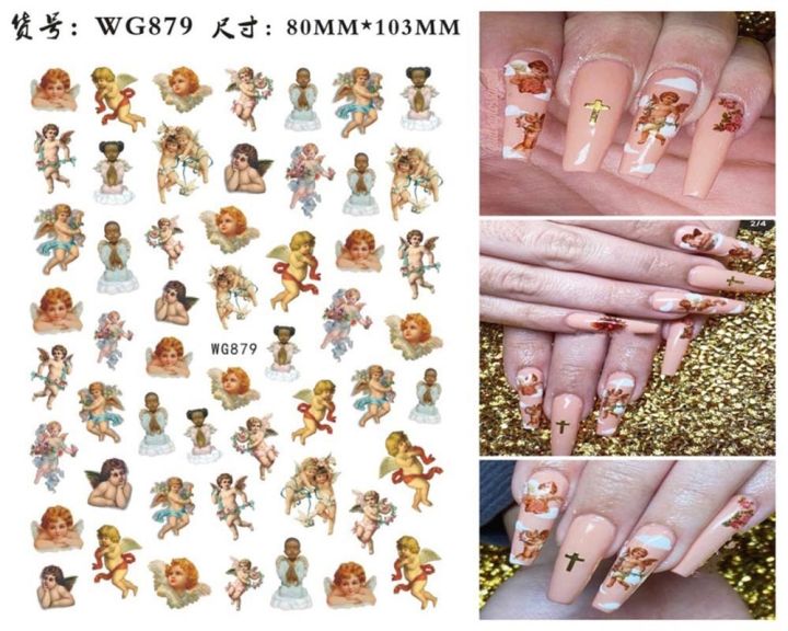 lz-3d-baby-angels-cherub-nail-art-stickers-wings-cupid-love-bow-valentine-virgin-mary-religious-series-self-adhesive-nail-decals