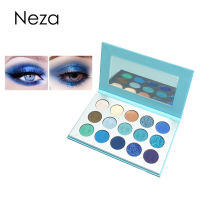 Neza กันน้ำสีฟ้าชุดอายแชโดว์15สีอบอุ่น/ชุดเคลือบ P Earlescent ตา Hadow โคลนติดทนนานสีพรรคมืออาชีพเครื่องสำอาง