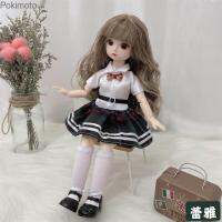 Pokimoto น่ารักเด็ก30เซนติเมตรตุ๊กตาบาร์บี้เจ้าหญิงน้อยสูท3D ตา22ข้อต่อ Bjd6คะแนนสุทธิสีแดงสาวของเล่นเด็ก