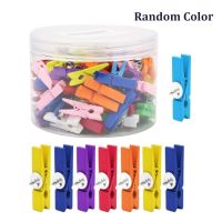 50pcs/can Artwork Home Office Random Color Craft For Cork Board Photo Calendar Push Pin Bulletin Notes With Wooden Clip School Clips Pins Tacks