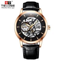 ⌚นาฬิกานาฬิกาผู้ชายสำหรับธุรกิจอัตโนมัติ Tourbillon แบบใสนาฬิกากลไกสำหรับผู้ชายกันน้ำทองคำสีกุหลาบ Orologio Uomo