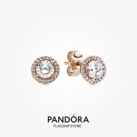 Official Store Pandora 14k Rose Gold-Plated Round Sparkle Halo Stud Earrings