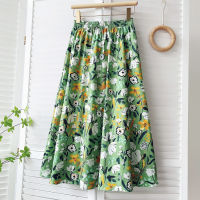 Zeolore Spring Summer Women Vintage Casual Midi Long Skirts Floral Print Fashion High Waist Skirt Elegant A-line Skirt QT1559