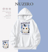 แขนยาว Hoodie คู่ทรงหลวมพิมพ์ลายแมว MODE Korea NUZIRO สำหรับผู้หญิง