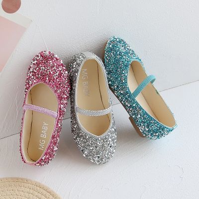 2023 Spring 1 to 12 years old girls dress shoes Beauty Pointed Toe Teen Girl Leather Shoes Bling Princess Wedding Shoes F12131