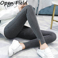 Field Women Warm Leggings ฤดูหนาวขนแกะเรียงรายถุงน่องแน่น Slim Fit ขนาดใหญ่ยืดหยุ่นสีทึบ Cropped Pants