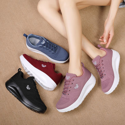 RUIDENG Slimming Lady Lose Weight 5 cm Platform Wedge Sneakers Women Summer Breathable Mesh Sports Female Fitness Swing Shoes รุ่น 2217