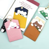 【DT】 hot  Cute Cartoon Leather Credit Card ID Badge Holder High Quality Pass Case Cover Card Case Key Holder Ring Luggage Tag Trinket