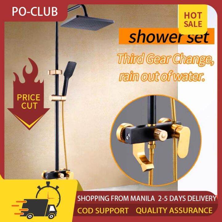 304 Stainless Steel Bathroom Square Matte Black gold Shower Set for