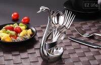 EZ ช้อนส้อมผลไม้ สแตนเลส 304 Swan Breakfast Dinner Lunch Dining Afternoon Tea Fruit Spoon Fork Stainless Steel 304 Set