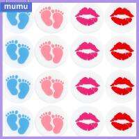 MUMU 16PCS เท้า: 1.021.02นิ้ว ลูกปัดรูปเท้าริมฝีปาก รูปร่างริมฝีปากเท้า ซิลิโคนทำจากซิลิโคน ลูกปัดซิลิโคนหลากสี 4รูปแบบ ลูกปัดลายการ์ตูน สำหรับผู้หญิง