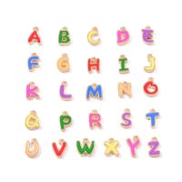 26Pcs Colorful Enamel A-Z Alloy Pendants Initial Alphabet Pendant Charms Light Gold Letter Shape Beads Double Side