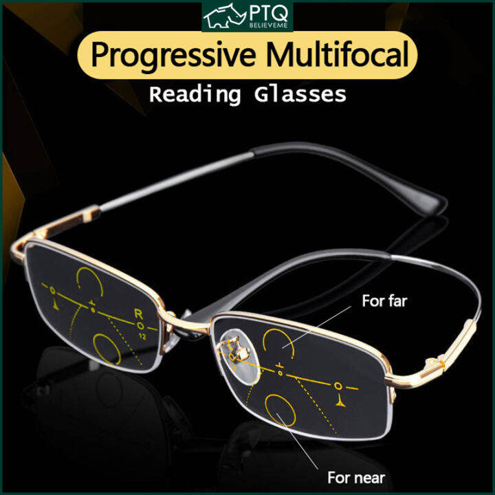 Progressive Multifocal Reading Glasses Metal Titanium Anti Blue UV