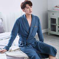 Fsyew74wgyi 100% ผ้าฝ้ายบริสุทธิ์ฤดูร้อน Thin Men S Nightgown กลางความยาว Morning ชุดฤดูใบไม้ผลิและฤดูใบไม้ร่วงกลาง-กลางและหนุ่มขนาดใหญ่-เสื้อคลุมอาบน้ำสไตล์ญี่ปุ่นชุดนอน