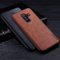 Leather Case For Samsung Galaxy A7 A8 Plus 2018 Premium Retro Litchi Pattern Back Cover for samsung a8  a7 plus phone case Phone Cases