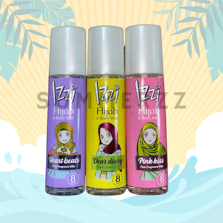 Izzi Hijab & Body Mist Fine Fragrance Mist Heart Beats Pink Kiss Dear ...