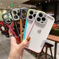 EGuanJia เคสโทรศัพท์แบบโปร่งใสกรอบขอบสีตัดกันสำหรับ iPhone 14 13 12 11 Pro Max Mini XR 8 7 Plus + SE 2020เคสโทรศัพท์ซิลิโคนกันกระแทกเคสแบบแฟชั่นจัดส่งเร็ว