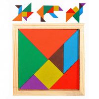 Kids Montessori Wooden Tangram Jigsaw Puzzle Wood Toys Colorful IQ Game Brain Teaser Intelligent Educational Toys for Children Wooden Toys