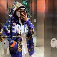 ♣เสื้อสเวตเตอร์ยี่ห้อ BAPE เสื้อสเวตเตอร์ถักแบบลำลองมีฮู้ดสำหรับเด็กชายพิมพ์ลายพรางฤดูใบไม้ร่วงและฤดูหนาวเสื้อแจ็คเก็ตชาย