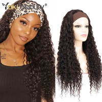 Synthetic Kinky Curly Headband Wigs Organic Fiber Wig With Ice Headband For Black Women 28Inch Ombre Color Wigs By Yaki Beauty