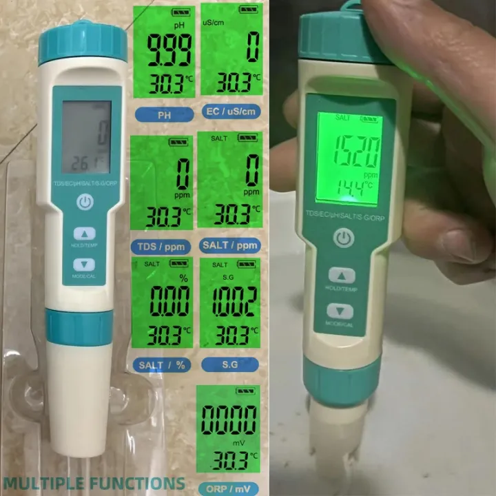 2022 7 in 1 PH/TDS/EC/ORP/Salinity /S. G/Temperature Meter C 600 Water ...