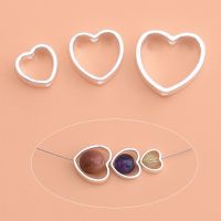 Handmade DIY Material 925 Sterling Silver Beaded Bracelet Accessories Heart-shaped Hollow Beads Love Bead Frame Accessories Beads