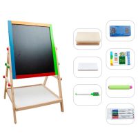 Kid Wooden Art Easel Dual Sided Height Adjust Painting Blackboard for Toddlers Kid’s Wooden Art Easel