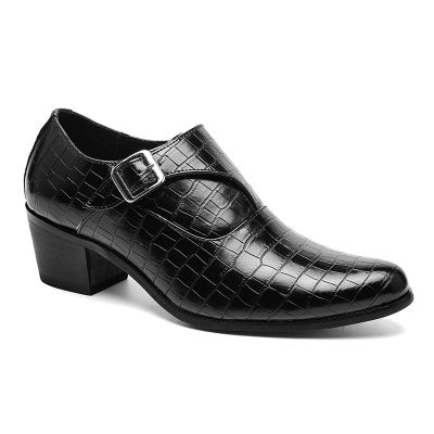 อาชีพธุรกิจรองเท้าชุดเดรสมีเชือกผูกสำหรับผู้ชายความสูงงานปาร์ตี้แต่งงานแบบทางการ6ซม. รองเท้าหนังปลายแหลมสำนักงาน