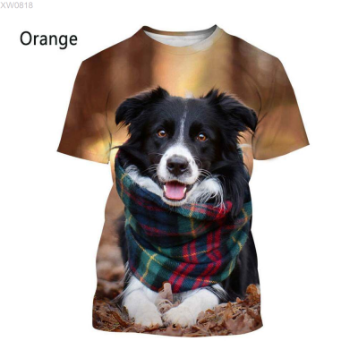 2022 Border Collie (สต็อกเพียงพอ) 3D Printed T-shirt Mens and Womens Summer Casual Short-sleeved Cute Animal Dog Round Neck Shirt Topคุณภาพสูง size:S-5XL