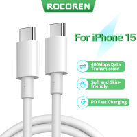 Rocoren PD 20W USB Type C สายสำหรับ iPhone 15 Pro ที่ชาร์จแบบเร็วที่ USB-C เป็นพิเศษสำหรับ Macbook Samsung Xiaomi สายเคเบิ้ล USBC Type-C